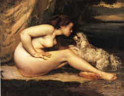 Gustave Courbet Nude with Dog